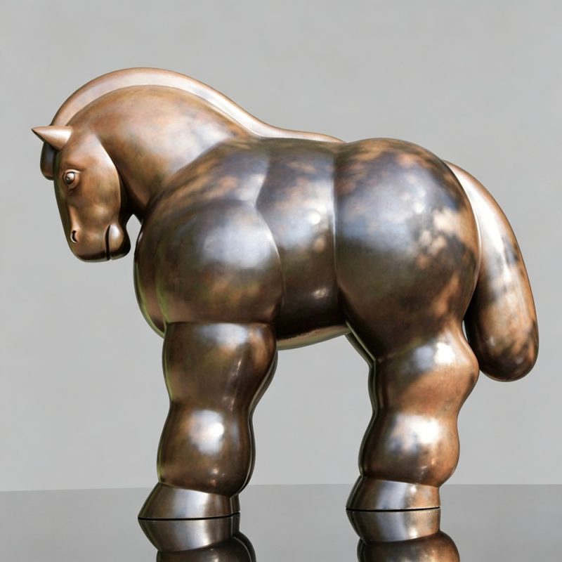 Life-Size Fernando Botero Fat Horse Bronze Sculpture