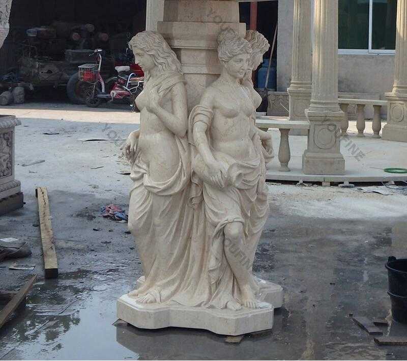 Marble angel water fountain with lion head statue for sale