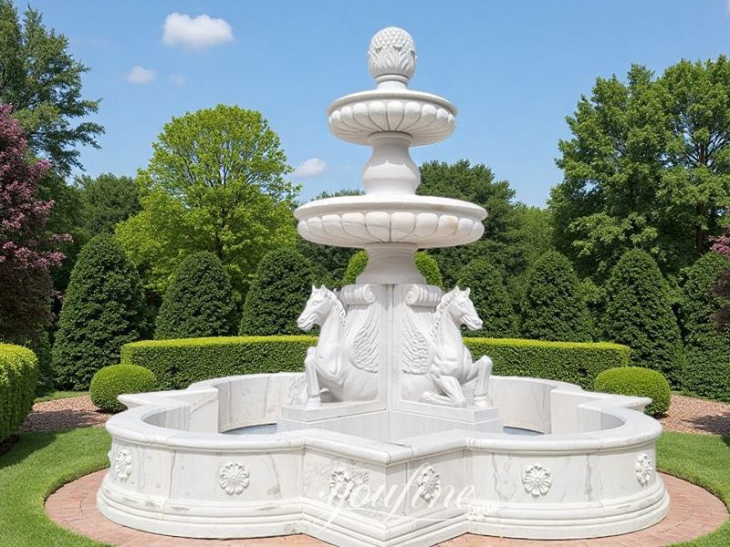 Horse Statue Water Fountain with Two Round Bowls MOK-126