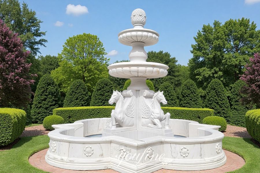 Horse Statue Water Fountain with Two Round Bowls MOK-126 Horse Statue Water Fountain with Two Round Bowls MOK-126