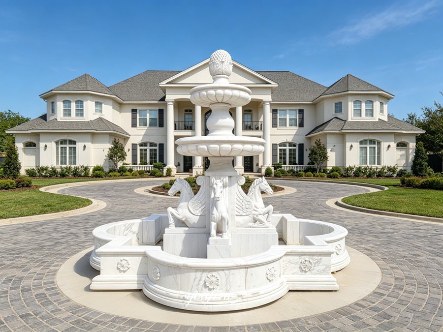 marble horse water fountain