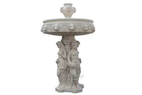 6.5 ft marble angel water fountain with lion head statue as outside decor MOK-807