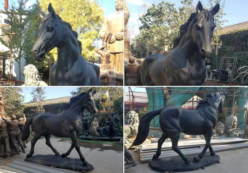 outdoor bronze green horse statue