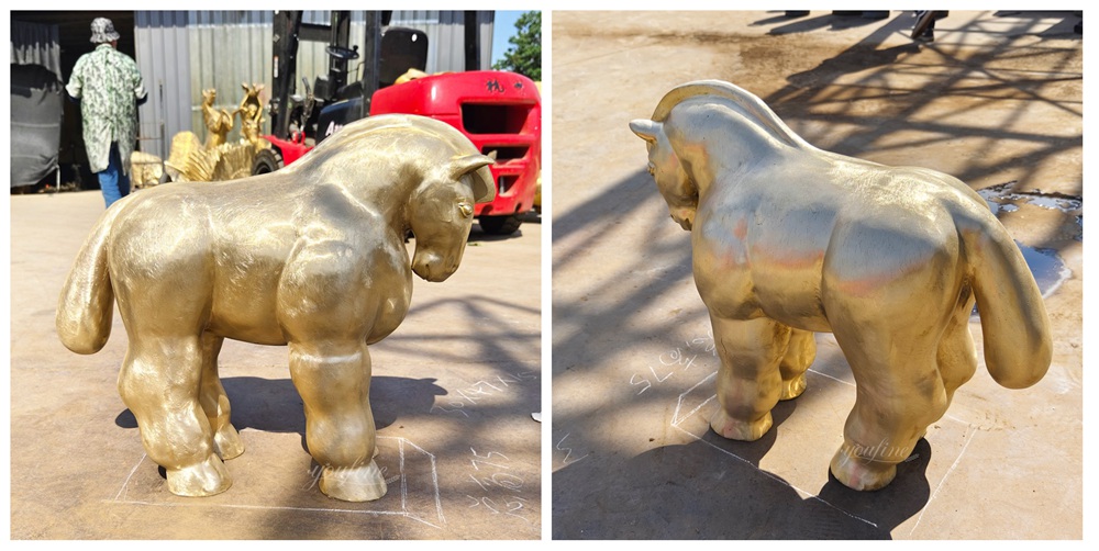 polish Bronze Botero Style Fat Horse Sculpture