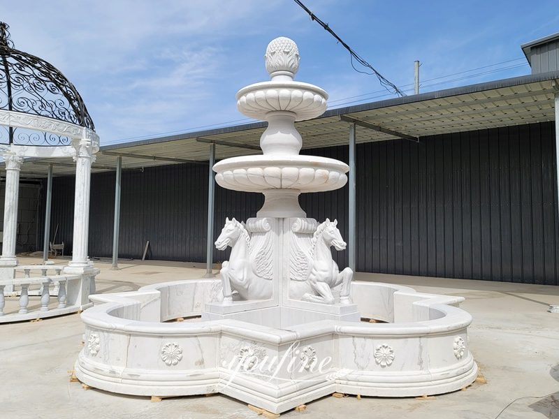 white horse statue fountain