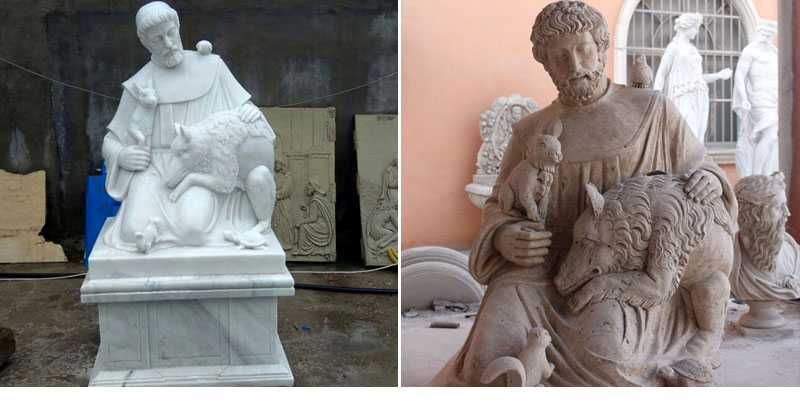 Catholic Factory Directly Supply Famous Religious Life Size Sculptures of St. Francis of Assisi with Animals Designs for Sale