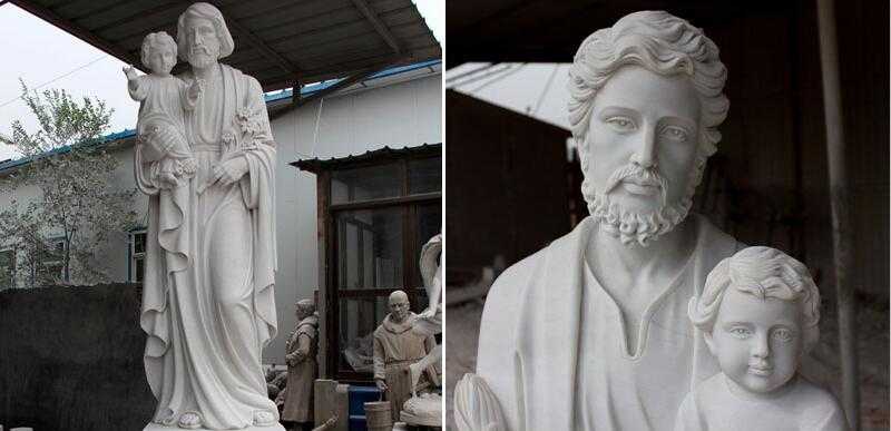 Catholic White Marble Statue the Father of Jesus Saint Joseph Statue