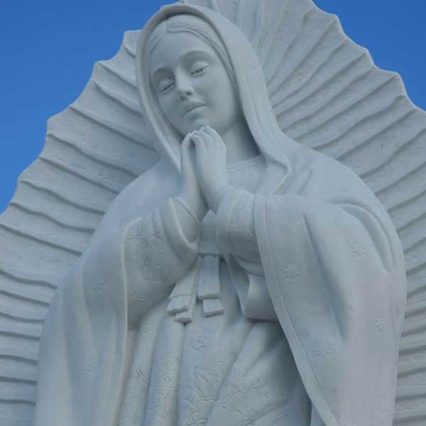 Details of our Lady of Guadalupe marble statues for memorial garden at church