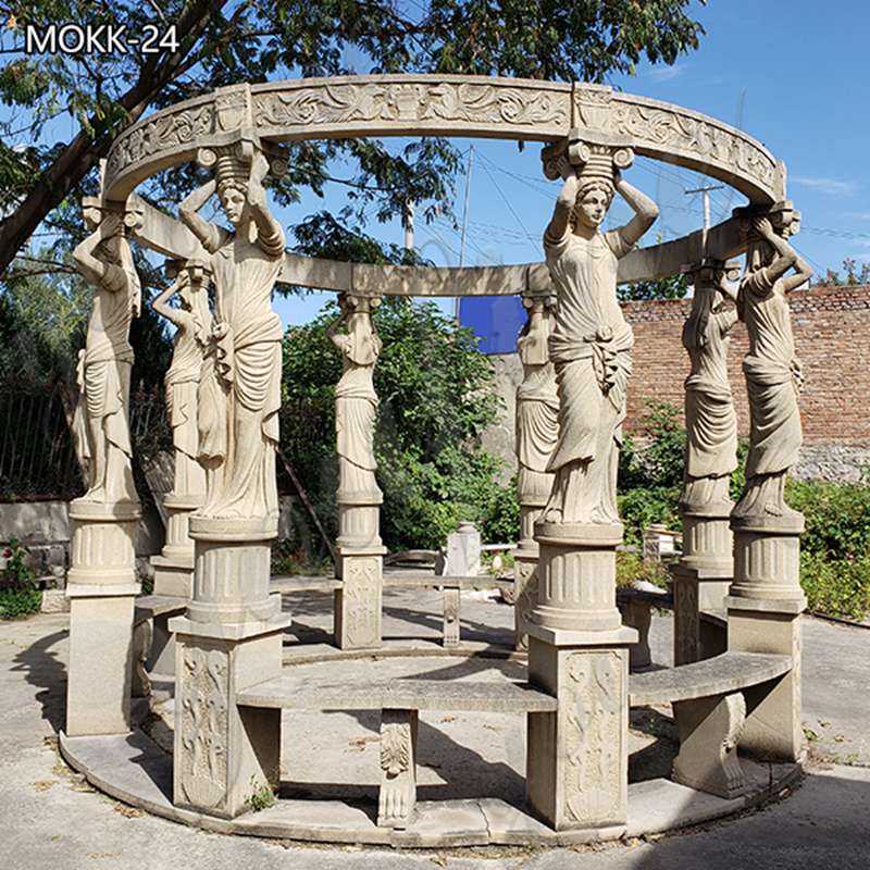 Outdoor Egyptian Beige Marble Gazebo Designs for Sale