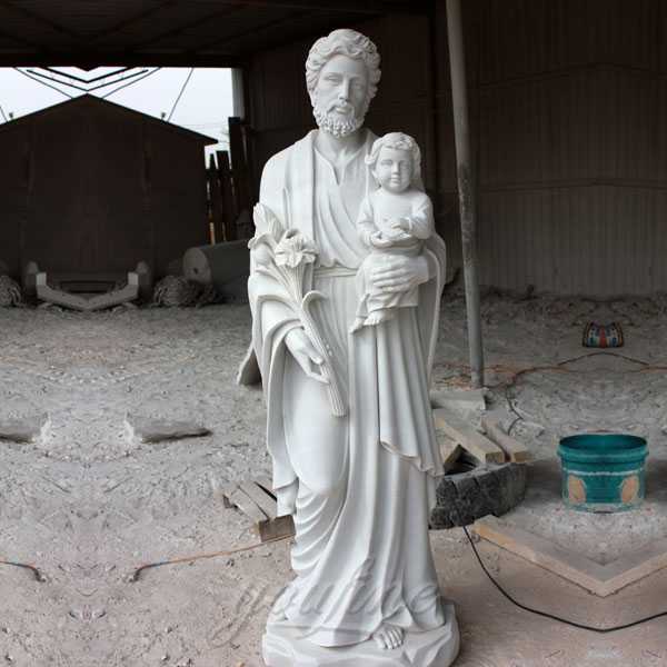 Famous Life Size Catholic White Marble Statue the Father of Jesus Saint Joseph Statue for Sale