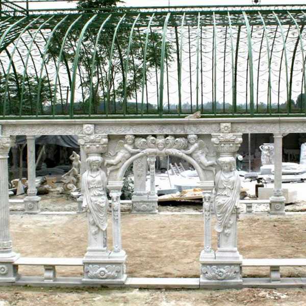 Grand classical greek style white marble pavilion gazebos with elegant woman statues for wedding ceremony decoration