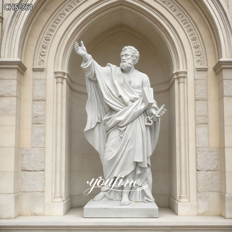 Gray Marble Saint Peter statue for church