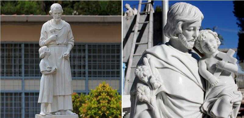 Catholic White Marble Statue the Father of Jesus Saint Joseph Statue
