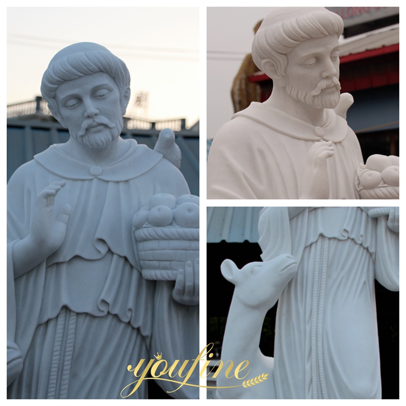 Marble Saint Francis of Assisi Statue details