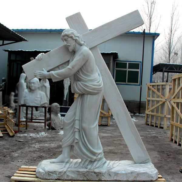 Catholic Garden Marble Jesus Carrying Cross Statue for Sale CHS-290