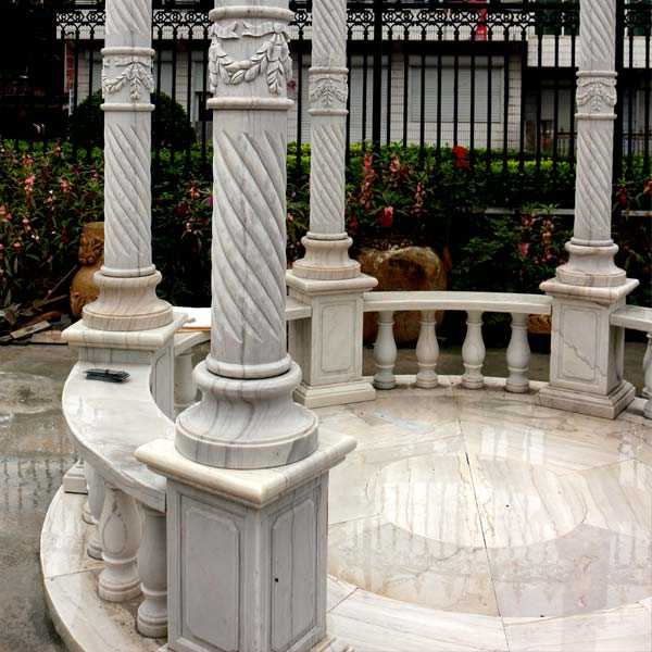 Popular outdoor garden ornament hand carved white stone marble gazebo for wedding ceremony decor for sales