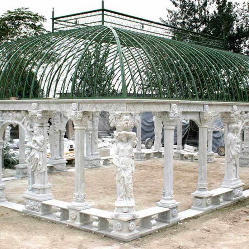 White stone gazebo on sale