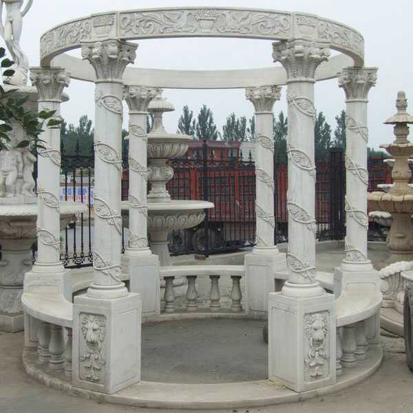 factory directly supply hand carved outdoor custom made white marble pavilion gazebo for wedding decor for sale