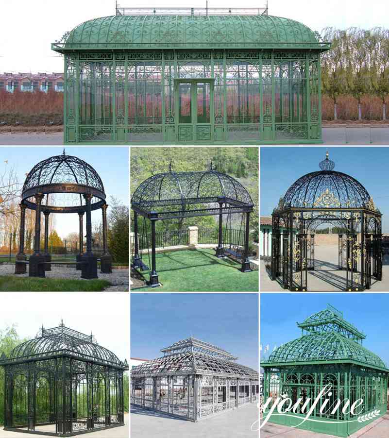 garden wrought iron gazebo with glass for outdoor decor