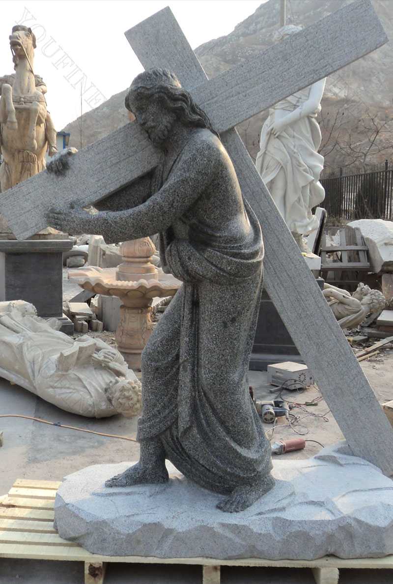 granite Jesus carrying cross statue for sale