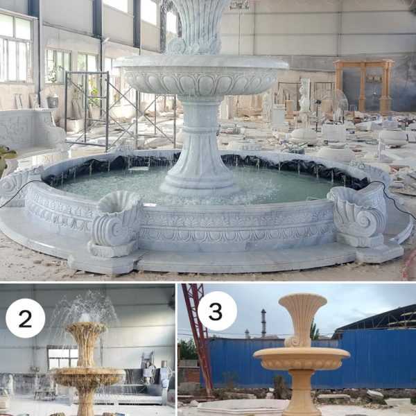 hot selling two tiered cheap life size pure white marble fountain for garden decor for sale