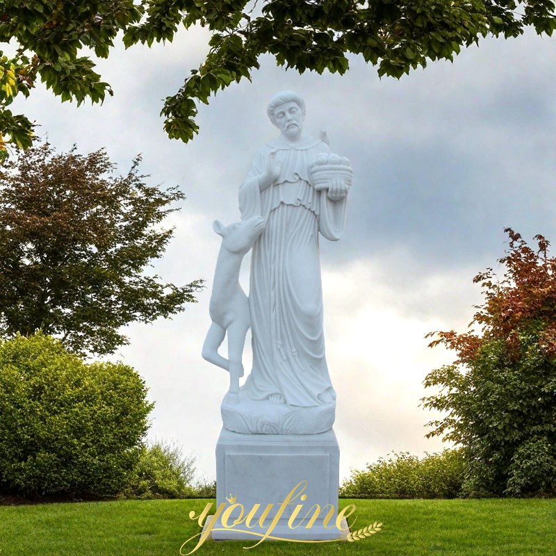 life size Marble Saint Francis of Assisi Garden Statue