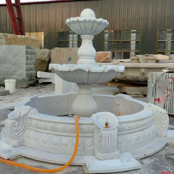 life size hand carved outdoor garden decor two tiered marble fountain for sale