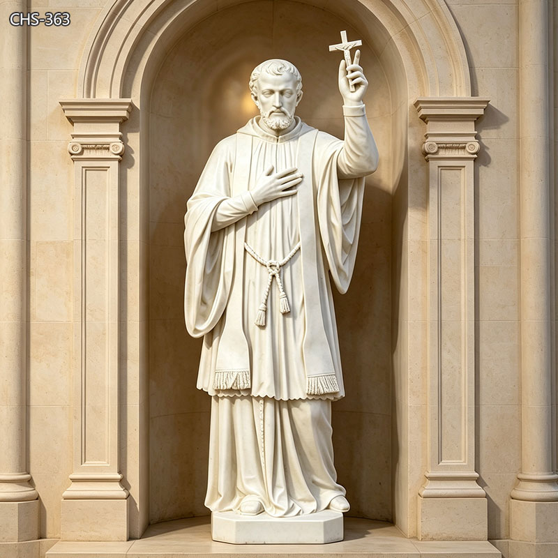 Hand‑Carved Marble St Francis Xavier Statue