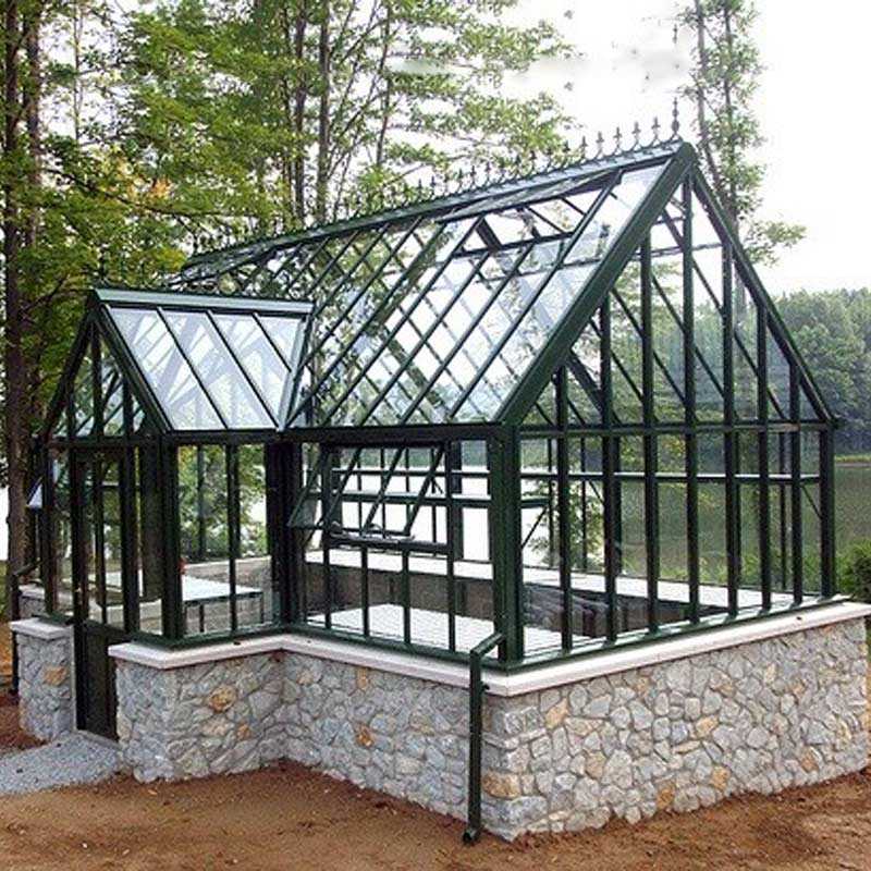 Custom made garden wrought iron gazebo with glass for outdoor decor
