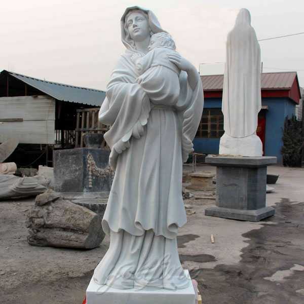 outdoor high quality white marble catholic statues our lady of grace statue Mary with Jesus statue for sale