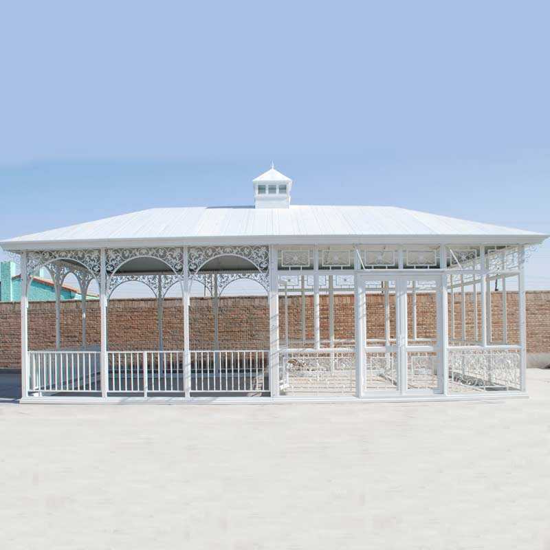 white large custom made outdoor wrought iron gazebo for wedding ceremony for sale