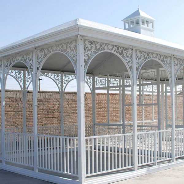 white large custom made wrought iron gazebo for wedding ceremony for sale