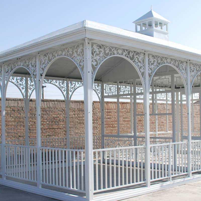 white large custom made wrought iron gazebo for wedding ceremony for sale