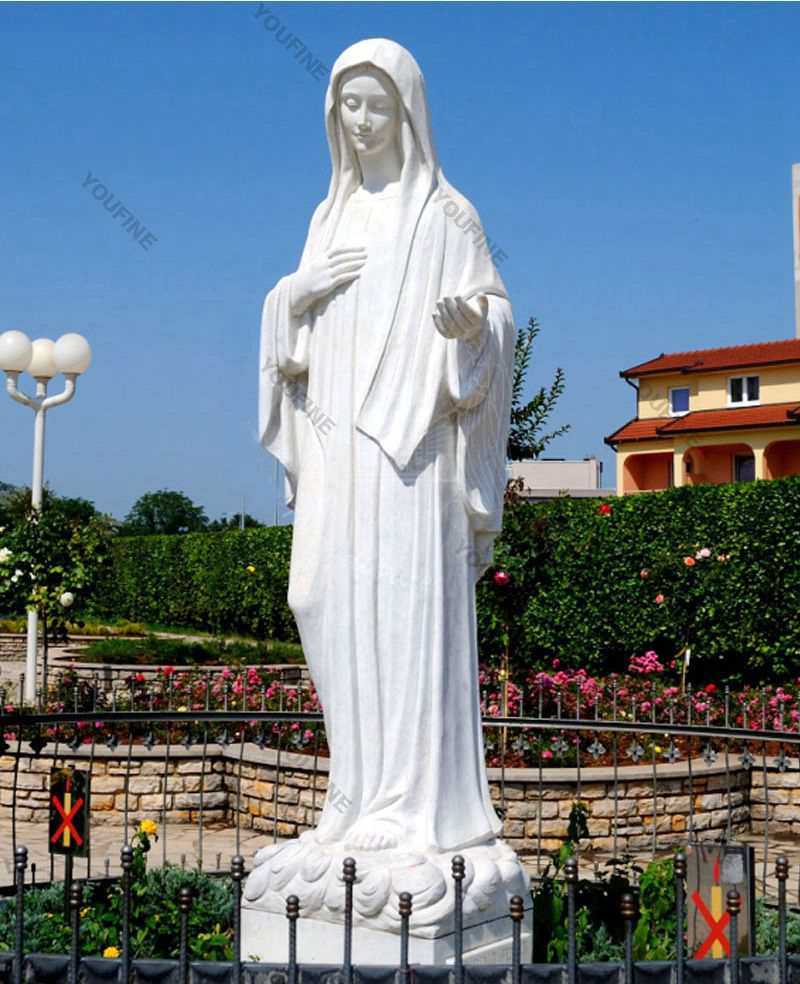 white marble our lady of medjugorje statue