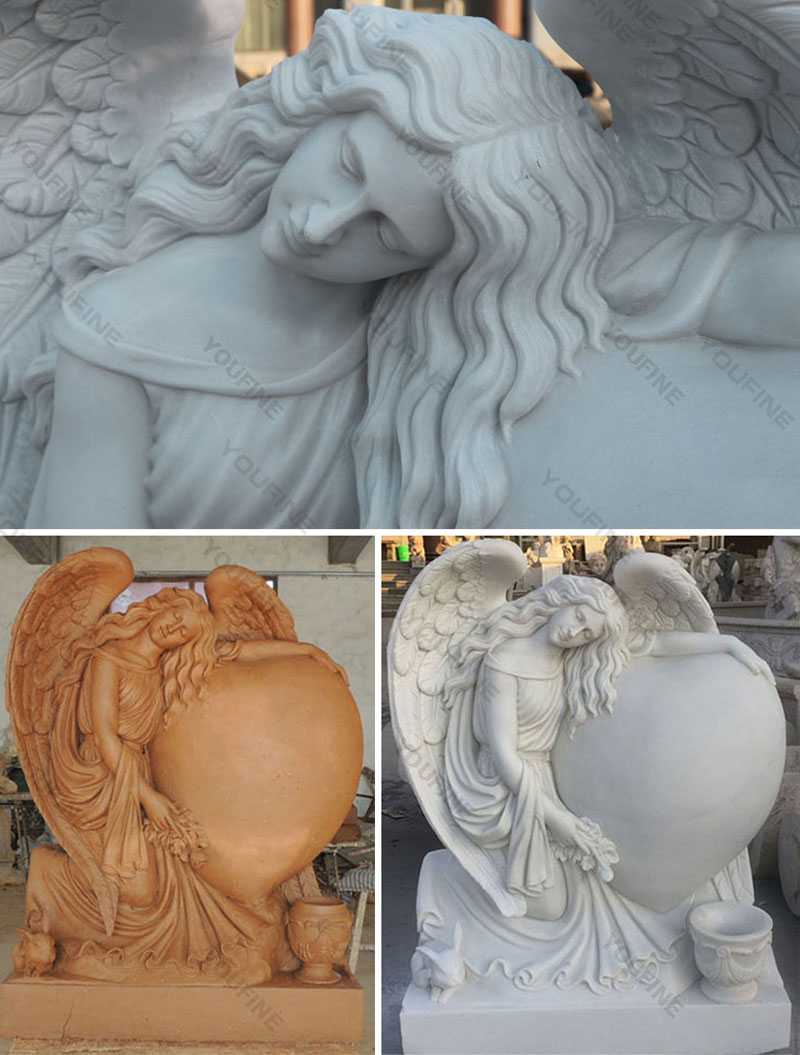 Angel heart headstone monument