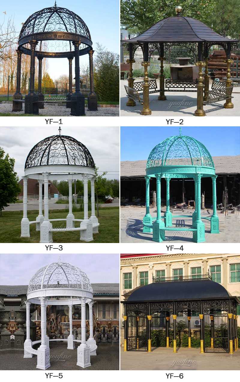 Buy outdoor metal art antique cast iron gazebo for wedding designs for sales