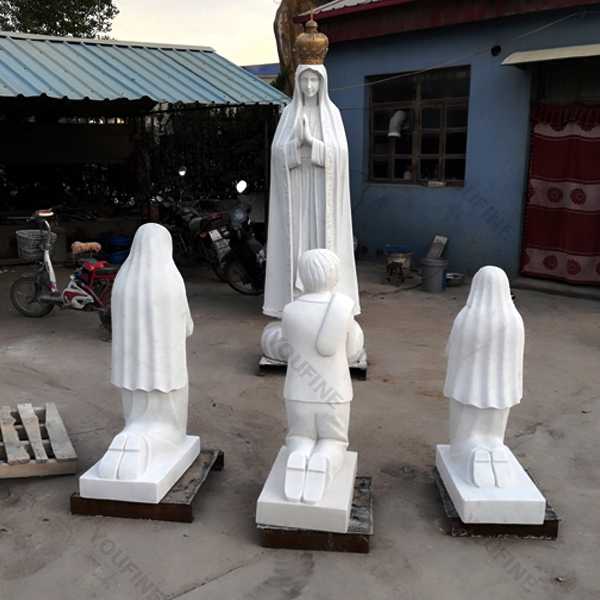 Catholic Saint Marble Sculptures Our Lady of Fatima with Three Shepherds for Church CHS-614
