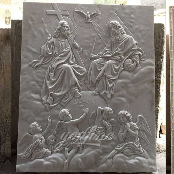 Church interior wall decor Holy Trinity marble relief sculpture made from a image for sale CHS-612