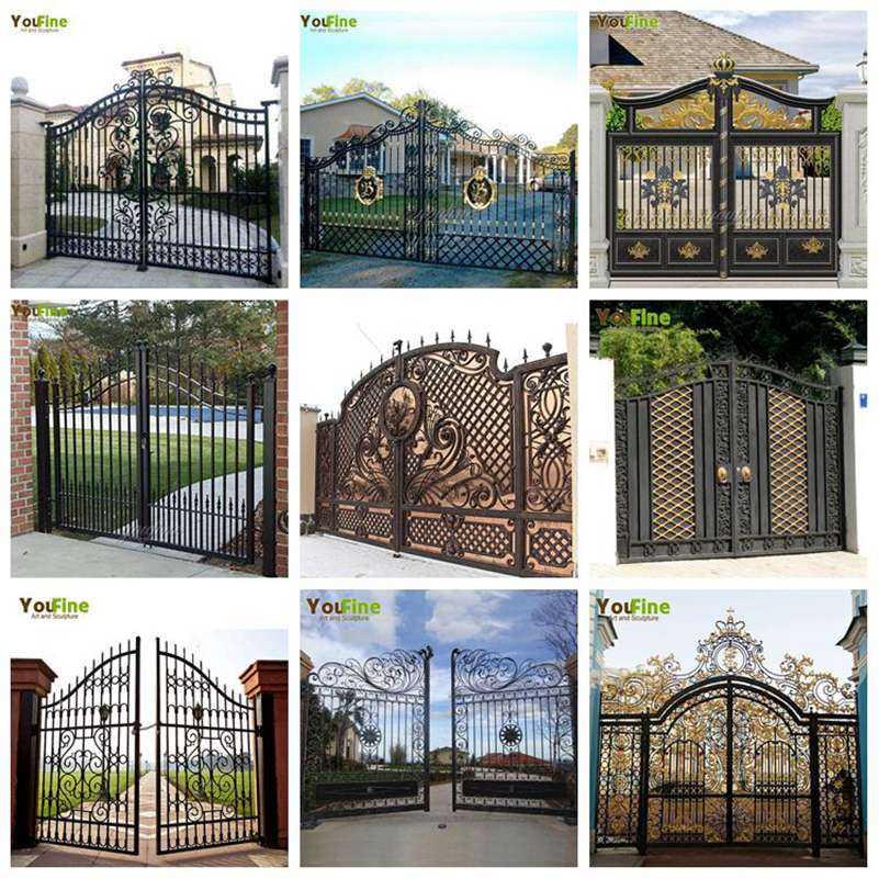 Contemporary High Quality Double Driveways Wrought Iron Front Door Entry Gate for Sale
