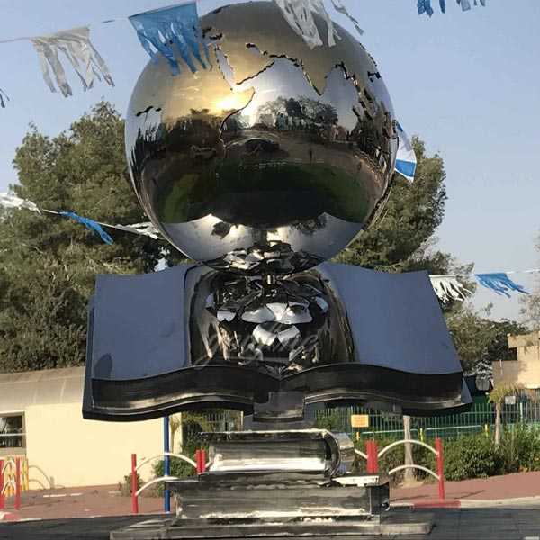 Contemporary high polished mirror custom made metal globe sculpture for Israel customer–CSS-02