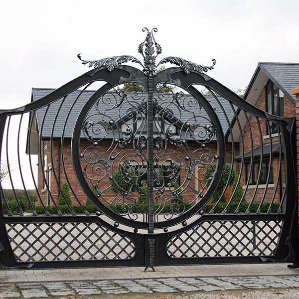 Contemporary High Quality Double Driveways Wrought Iron Front Door Entry Gate for Sale IOK-201