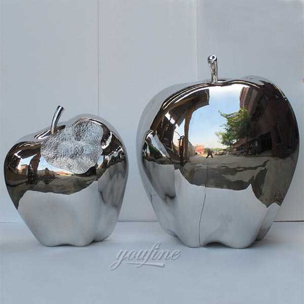 Garden stainless steel sculpture mirror apples designs for our american friend