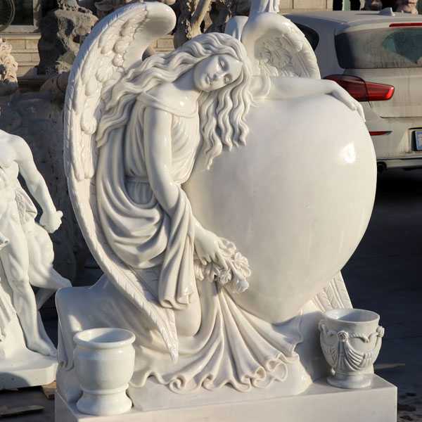 Grief Angel With Heart Marble Headstone Monuments Designs For Sale