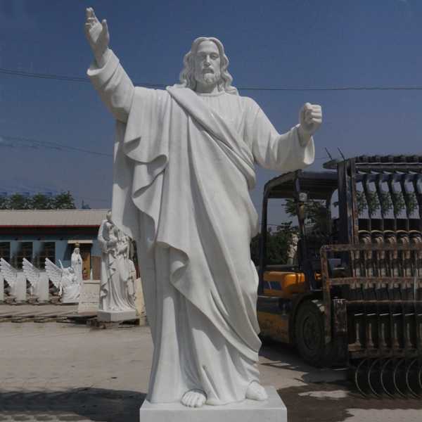 huge catholic white marble church statues of christ Jesus making for parish ceremony