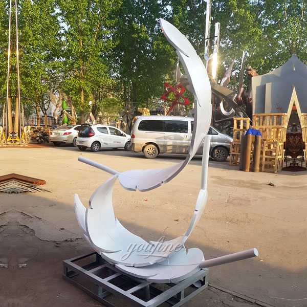 Modern feather art stainless steel three white feathers sculpture designs for sale for garden decors from China manufacturer