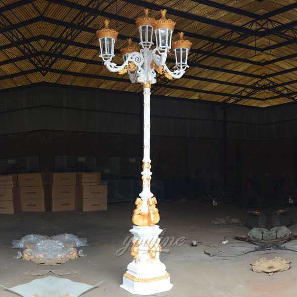 Modern garden wrought iron lamp post design for sale from China supplier--IOK-143