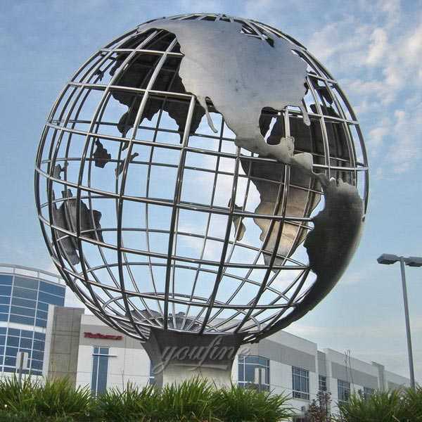 Modern metal art style factory supply stainless steel globe sculpture designs for public decor on sale