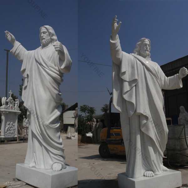 Outdoor huge catholic white marble church statues of christ Jesus making for parish ceremony