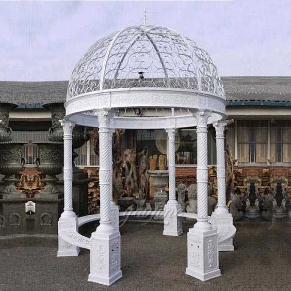 Popular simple design white iron garden gazebo for wedding ceremony or garden decor designs for sale