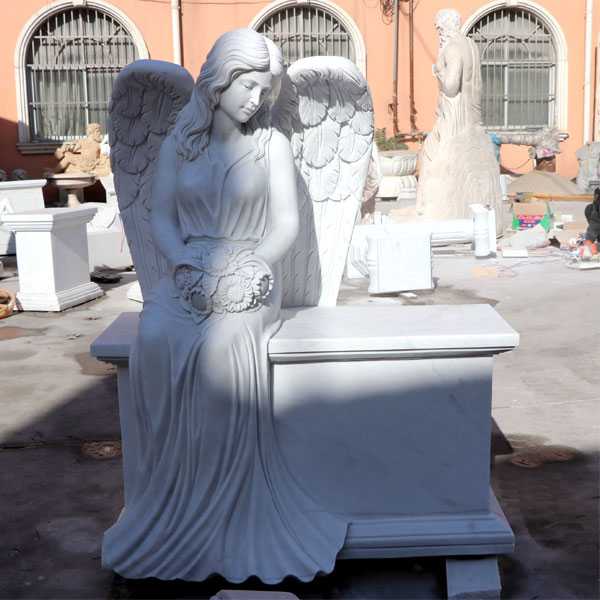 White marble angel tombstone memorials for sale